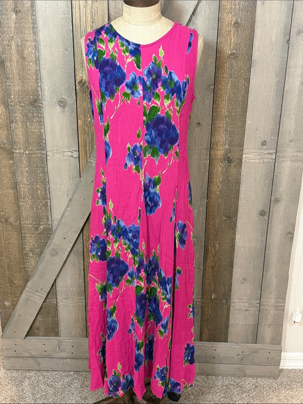Vintage American Angel Floral Maxi Dress Tie Back Sleeveless Cottagecore Medium